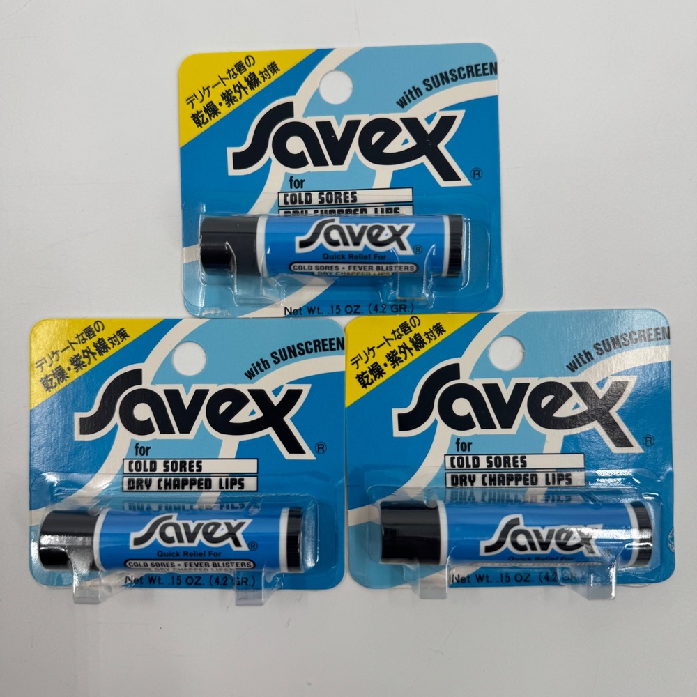 Savex Lip Stick 4.2g [Genuine] Japan Lip Balm‎ 3 Pack .15oz Blue Cold Sore UV